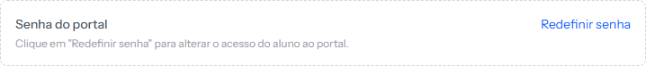 Portal password block folded away, with the Redefinir senha link on the right
