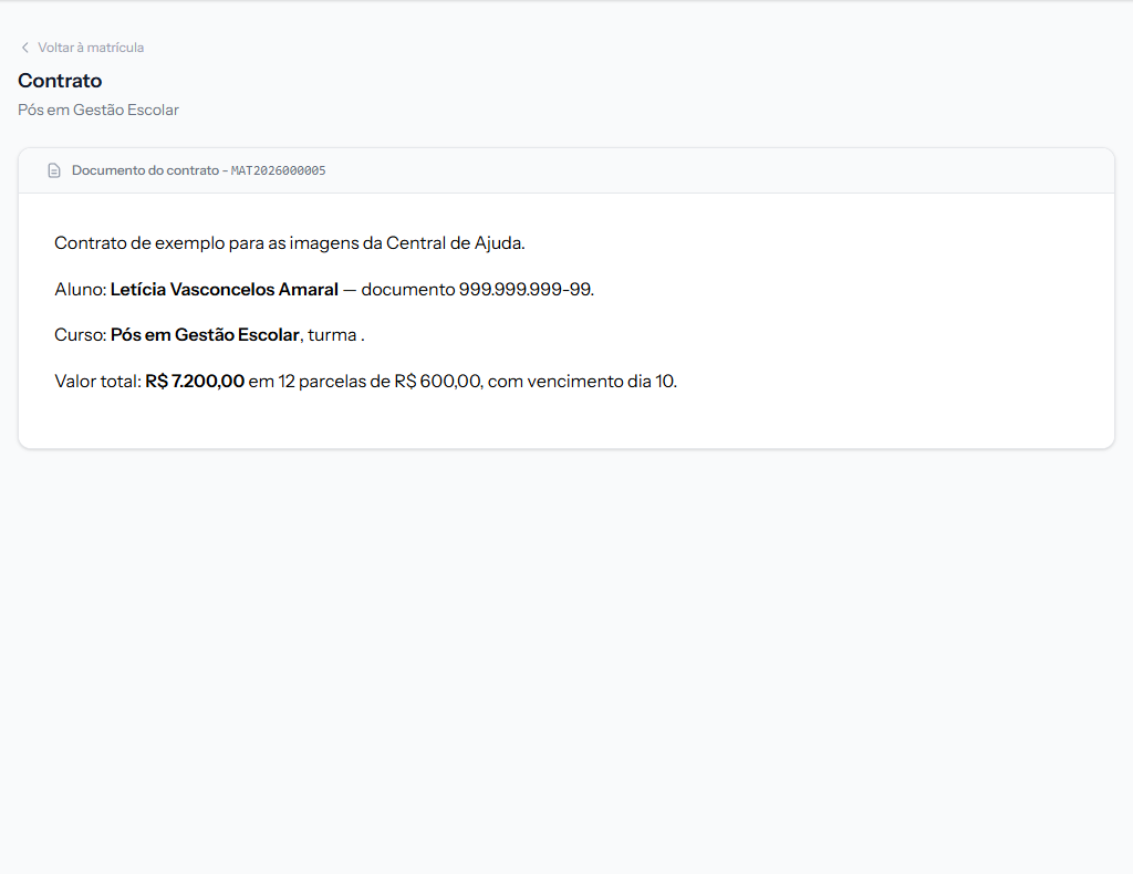 Expired contract screen, showing only the document and no options