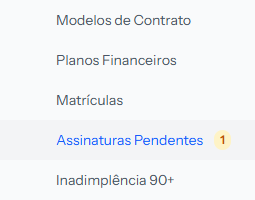 Sidebar menu with the counter beside Pending Signatures