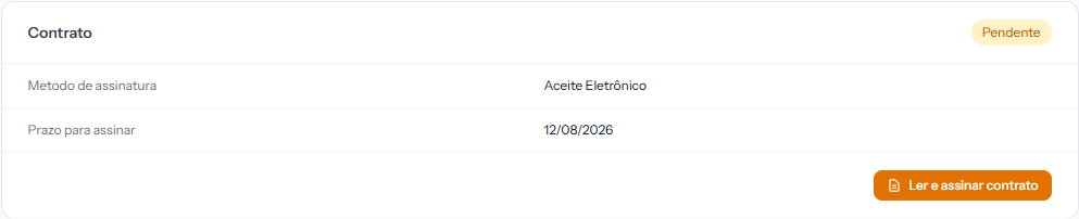 The contract panel inside the enrolment in the portal, with method, deadline and the sign button