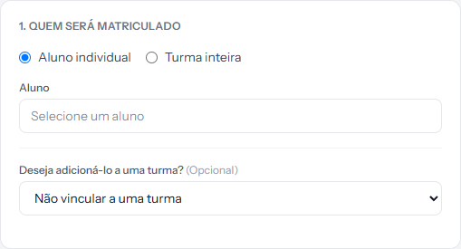 First step of the form, with the choice between an individual student and a whole cohort