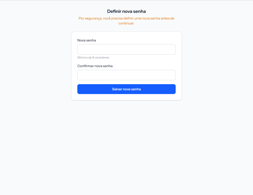 Set new password screen, with the security notice